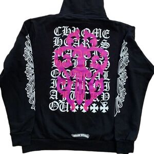 Chrome Hearts Pink Dagger Floral Scroll Hoodie